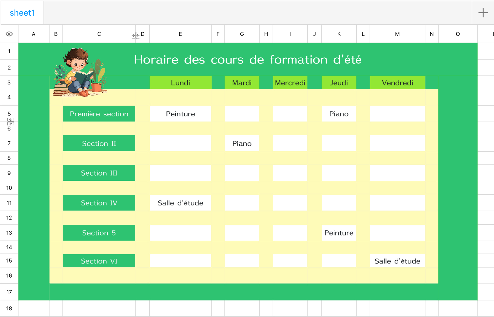 Calendrier des formations d'été